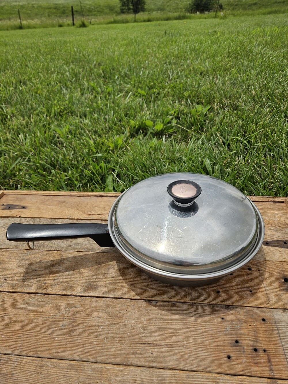 VTG Duncan Hines Cookware Saute Pan Skillet w/ Lid 10.75" Stainless Steel 3 Ply